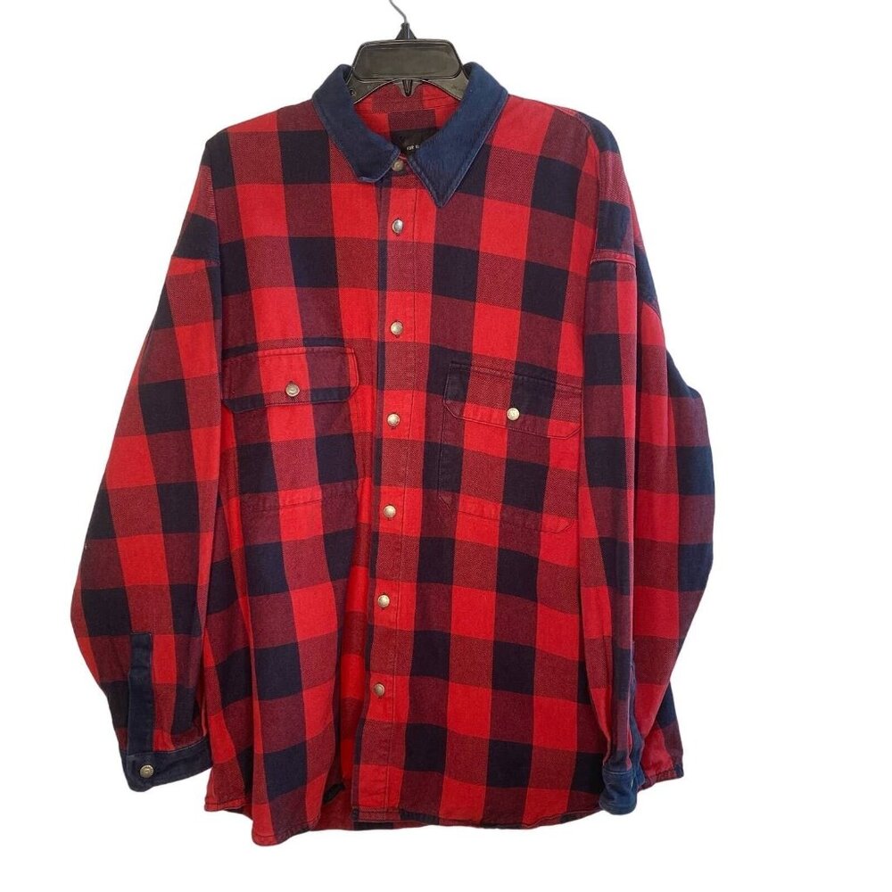 Zara Man shacket overshirt plaid long sleeve button down shirt size XL 44